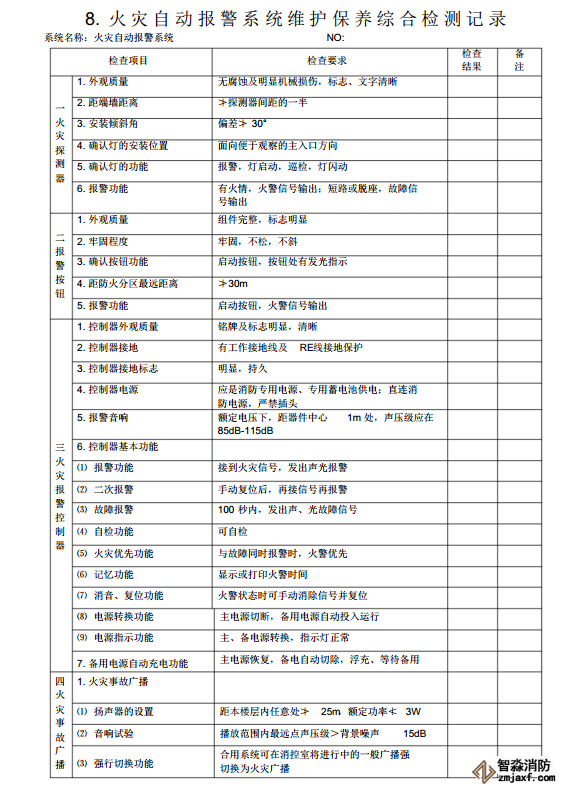 消防器材維保報告表格08
